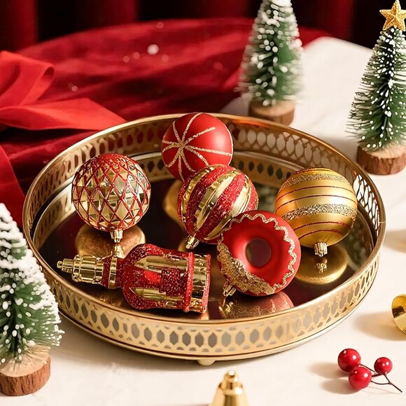 70pcs Shatterproof Christmas Ball Ornaments Set for Tree in Black Red Gold Color - Picture 4 of 8